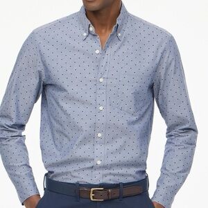 J. Crew Light Blue Button Down Shirt with tiny navy hearts